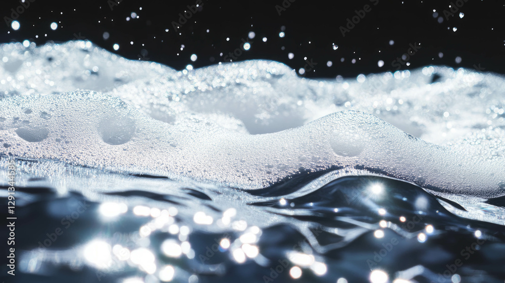 Poster abstract background with foam smears reflecting on metallic surface
