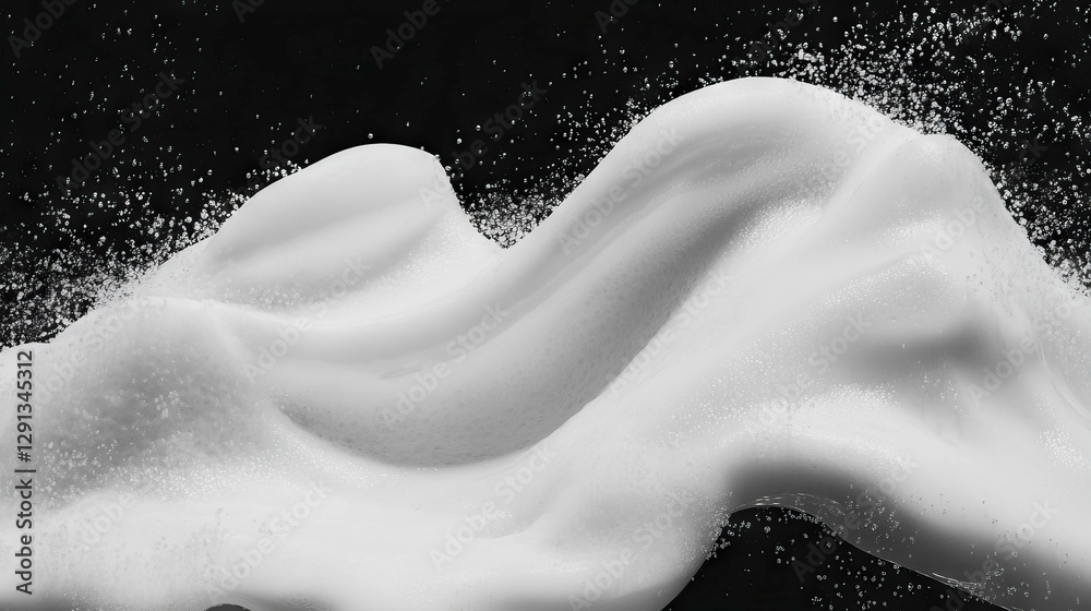 Poster abstract foam texture with varied thicknesses on black background for creative design