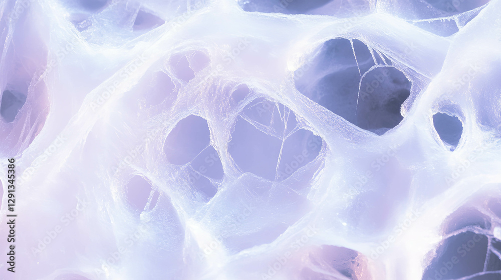 Poster frosty spiderweb design with icy texture for winter themes