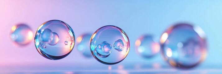 3d background minimalistic mockup with space for text transparent floating spheres with reflections