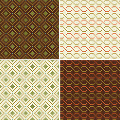 cross stitch seamless patterns orange green brown