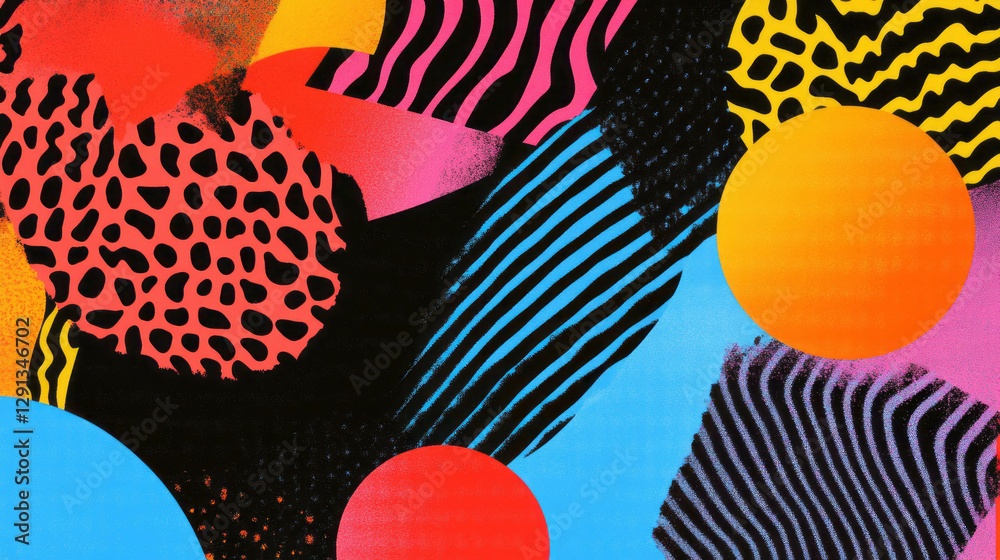 Poster vibrant abstract geometric background with colorful memphis pattern design