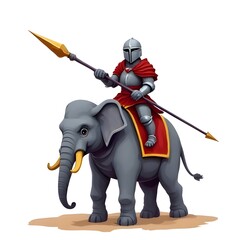 Fototapeta premium knight with spear riding elephant