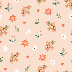 scandi bird vector seamless pattern
