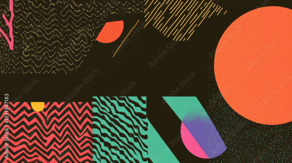 Poster Abstract geometric shapes and zigzag lines pattern design