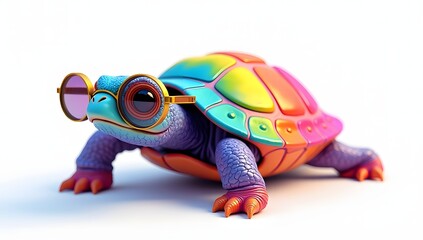 Fototapeta premium Colorful tortoise with wearing chasma