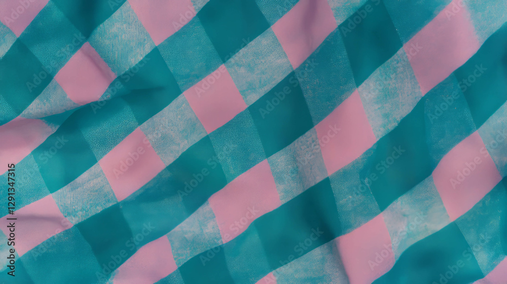 Aufkleber Gingham fabric texture with classic checkered pattern for textile design and background use