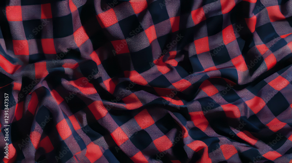 Poster classic red and black gingham fabric texture background for design and decor