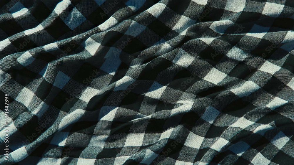 Poster Gingham fabric texture with classic checkered pattern for design and print