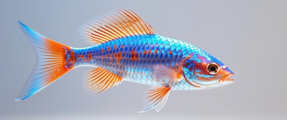 Fototapeta premium Fish with a blue and orange body and white spots.