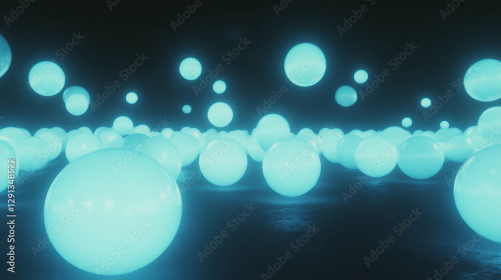 Aufkleber glowing neon spheres with soft diffusion for futuristic design concepts