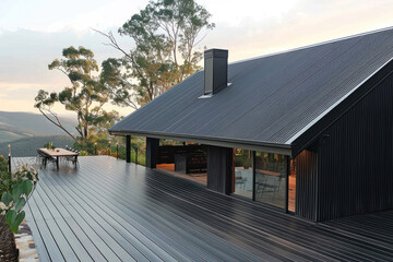 Durable and weatherproof metal roofing on a sleek industrial-style house