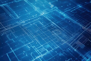 Fototapeta premium Architectural Blueprint Background with Grid and Lines