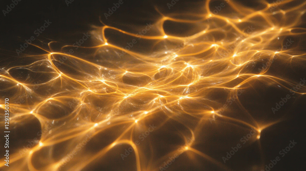Poster abstract golden light background with ethereal patterns for design and decoration
