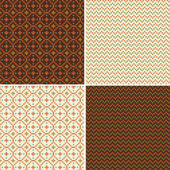 cross stitch seamless zig zag stripe patterns orange green brown