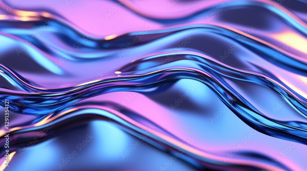 Poster blue and pink abstract wave pattern design with smooth curves and flowing lines for background or te