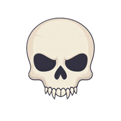 Fototapeta premium Cartoon Skull with Fangs and Dark Eyes