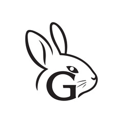 Obraz premium Minimalist Bunny Head Logo Design with Letter G