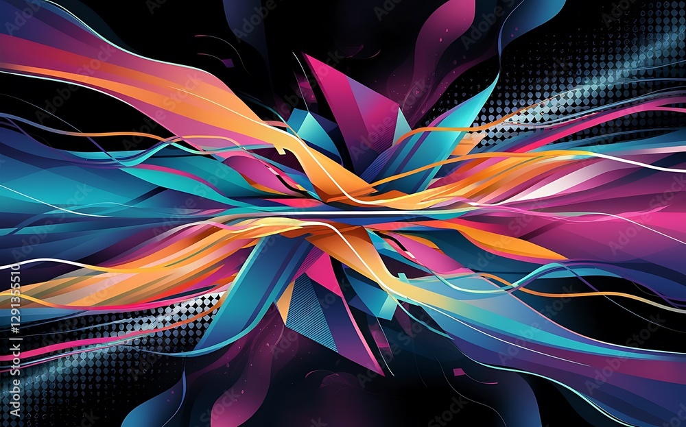 Poster abstract colorful geometric vector background fluid gradient shapes with halftone and bokeh effects 