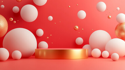 3D rendering romantic festival theme background e-commerce product exhibition booth