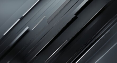Obraz premium Abstract Black and Dark Gray Metallic Texture Design with Diagonal Lines and Soft Lighting.