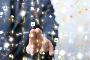 Neural network 3D illustration. Big data and cybersecurity