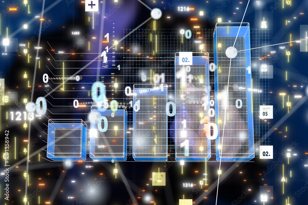 Poster diagram futuristic wave, futuristic data stream