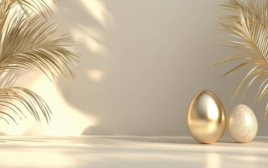 Easter Gold 3d background minimalistic mockup with space for text