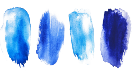 Creative blue watercolor brush patterns highlighting various shades and textures