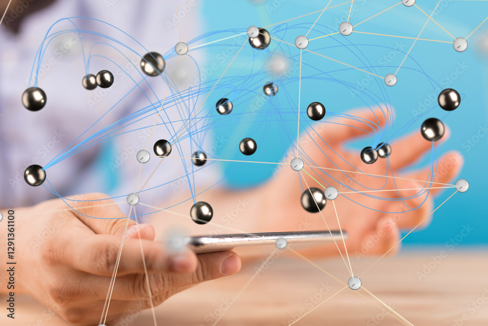 Poster conference digital network and data concept 3d