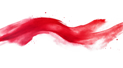 Red watercolor brush strokes create an artistic expression of fluidity and movement