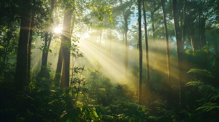 Obraz premium Ecotourism promotion through radiant woodland imagery