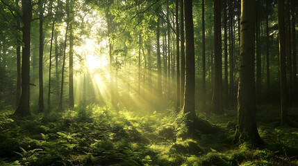 Obraz premium Ecotourism promotion through radiant woodland imagery