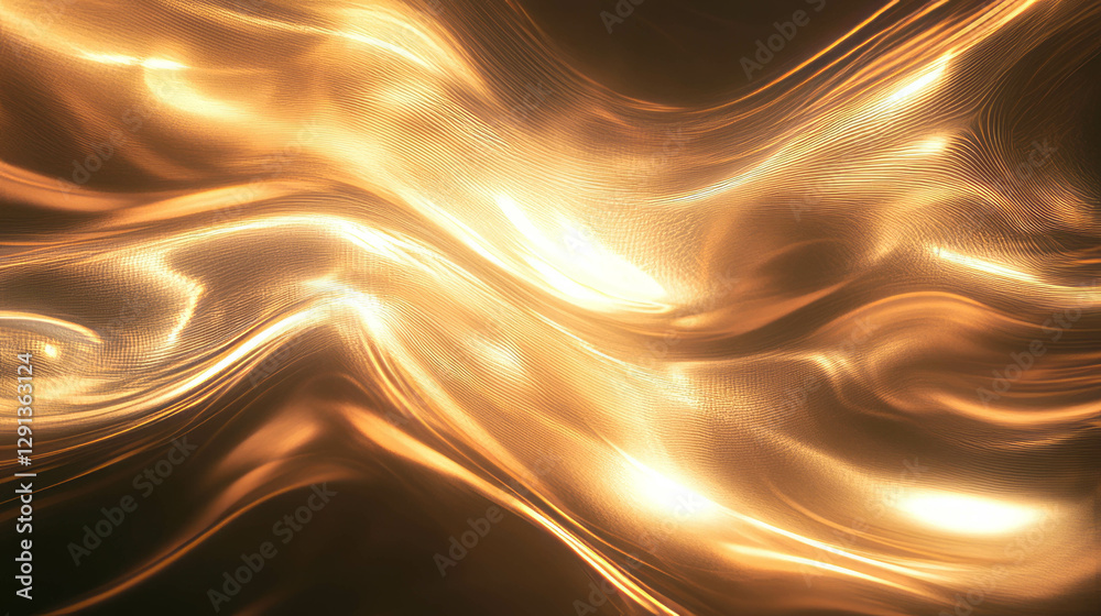 Poster golden light waves illuminated for luxe design concepts