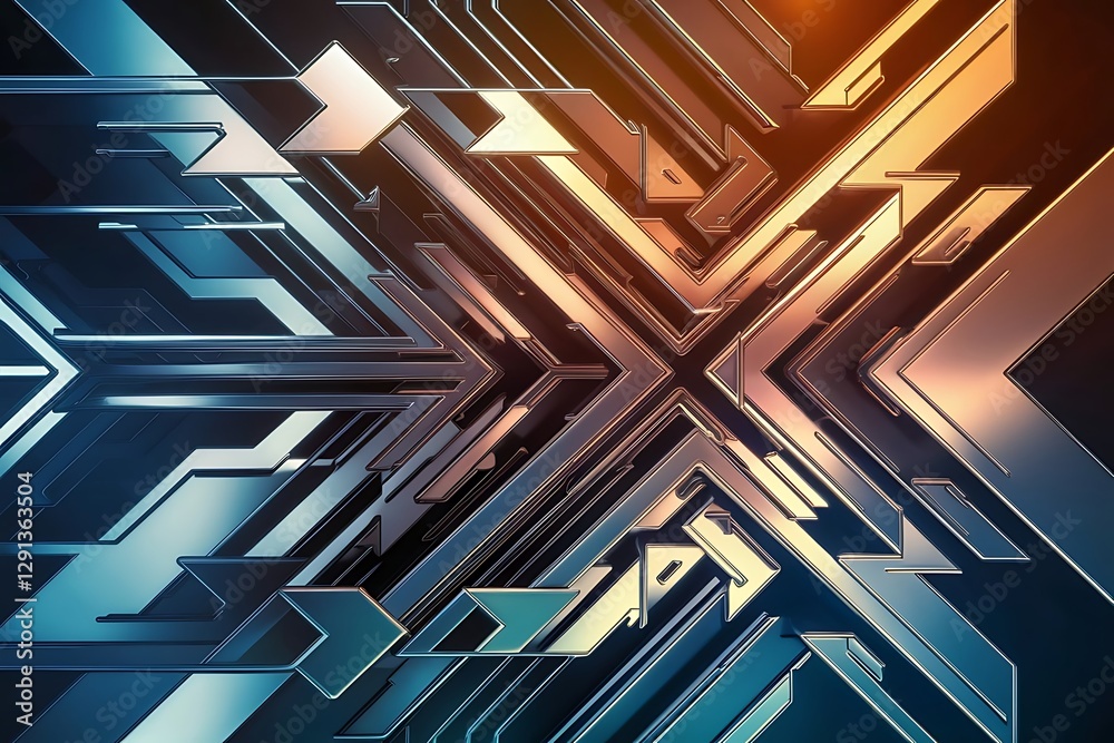 Poster geometric background adorned with dynamic arrows and sleek lines forming intricate web of movement a