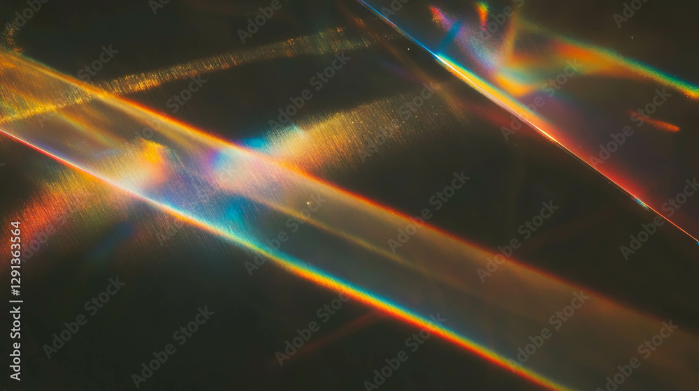 Poster abstract gold light refracting through prism for creative background design