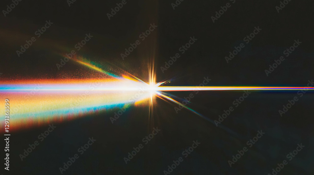 Poster Golden light refracting through prisms creating spectrum effects for artistic and design use