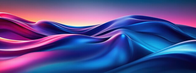 Naklejka premium Abstract Wavy Landscape in Vibrant Hues of Blue and Pink Digital Art