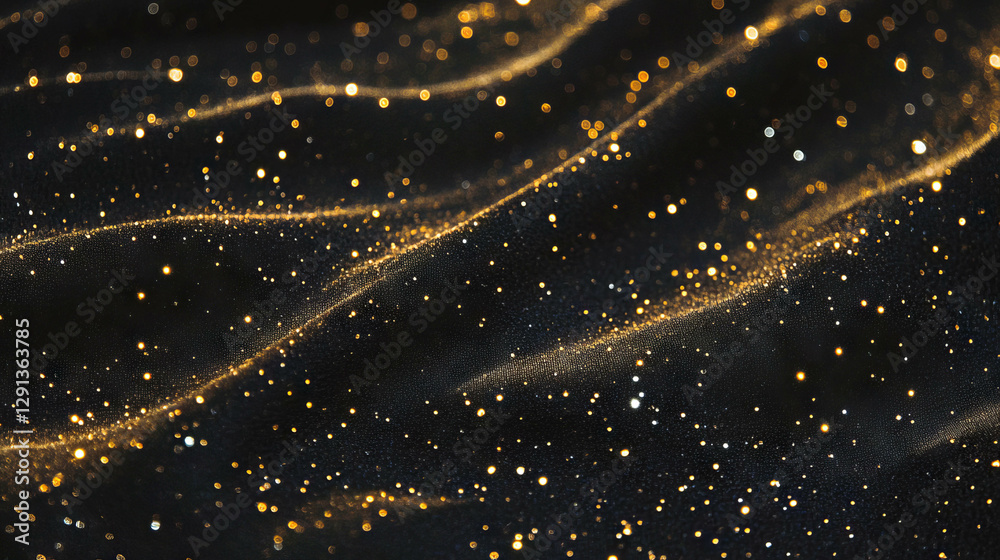 Poster sparkling golden dew drops on a delicate spiderweb