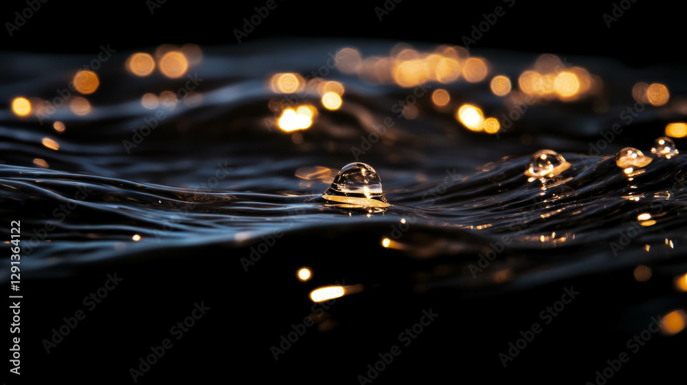 Poster golden light reflections on water surface creating an ethereal evening scene
