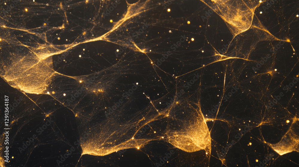 Poster Ethereal golden spiderweb weave with delicate illuminations for elegant design