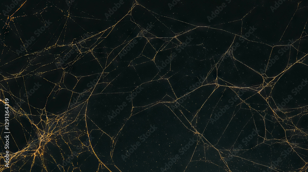 Poster intricate golden spiderweb on dark background for elegant design and seasonal décor