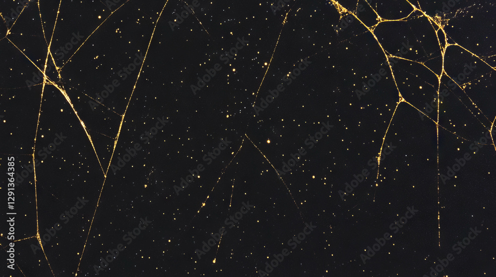 Poster Elegant golden spiderweb pattern on black background for modern design