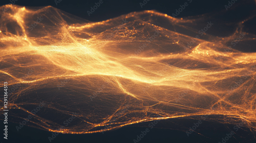 Poster Enchanting golden spiderweb background with soft atmospheric texture for elegant designs