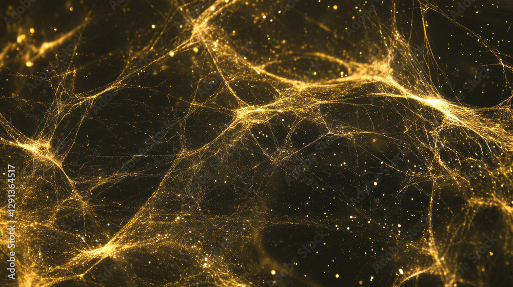 Poster abstract golden spiderweb background with soft glowing strands