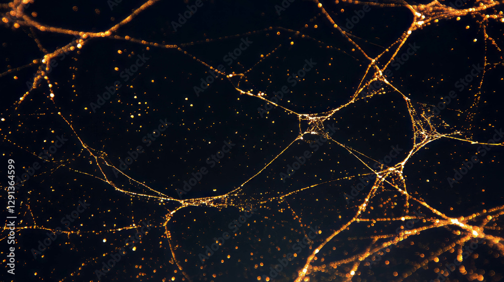 Aufkleber Abstract background of golden spiderweb with glittering dust particles for elegant design