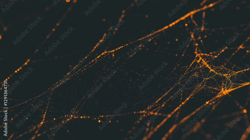 Poster Mysterious golden spiderweb pattern for elegant background design
