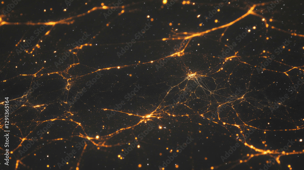 Poster mystical golden spiderweb illuminated by firelight for atmospheric design