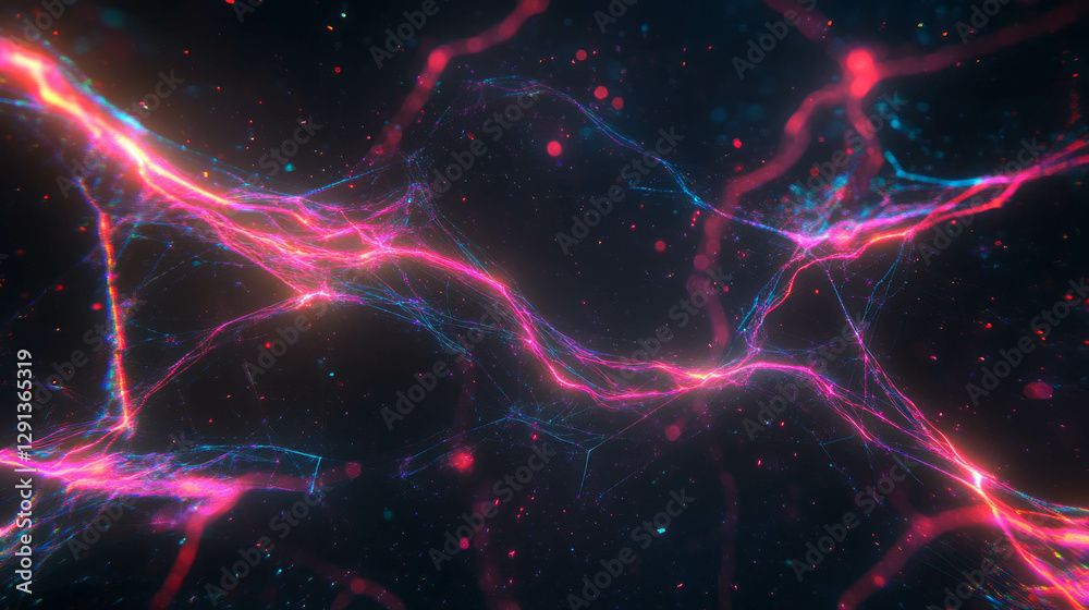 Poster neon-illuminated golden spiderweb background with futuristic glow