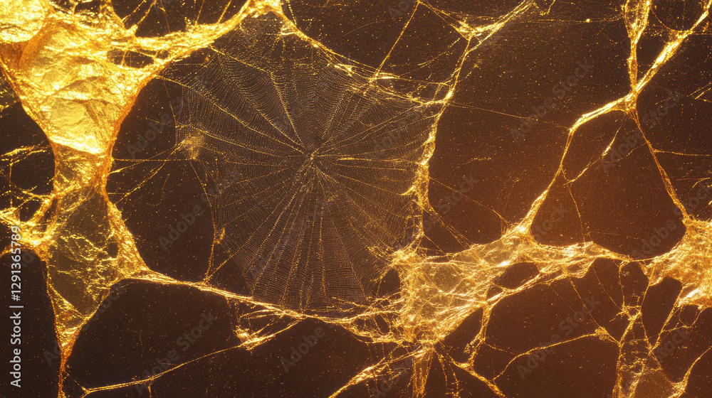 Leinwandbilder enchanting pattern of golden spiderweb for autumn design concepts